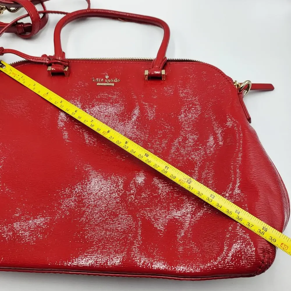 Kate Spade Cedar Street Margot Red Textured Patent Leather Dome Satchel Handbag